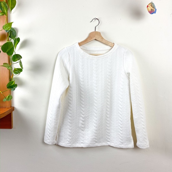 Talbots Sweaters - Talbots White Cable Pattern Long Sleeve Sweater P